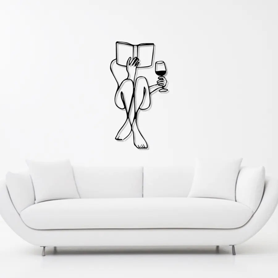 Woman Reading Book Silhouette Metal Art Wall Decor