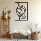 Women With Flower Line Metal Artwork Wall Decor