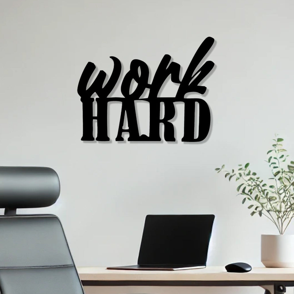 Work Hard Text Design Metal Art Wall Decor