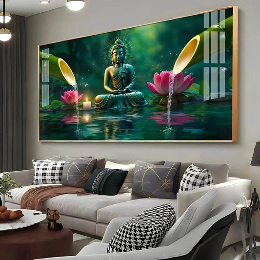 Deep Meditating Buddha Premium Acrylic Floating Wall Painting - Decor Smart