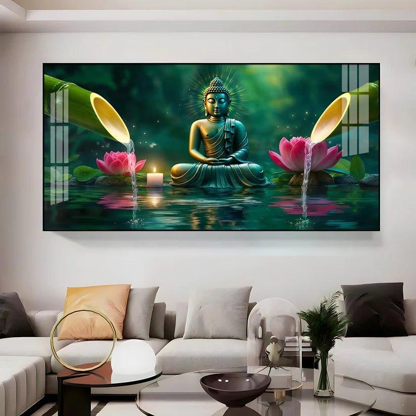 Deep Meditating Buddha Premium Acrylic Floating Wall Painting - Decor Smart