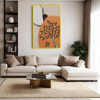 Deer Cutout in Earthy Orange Frame 3D Wall Art Home Decor