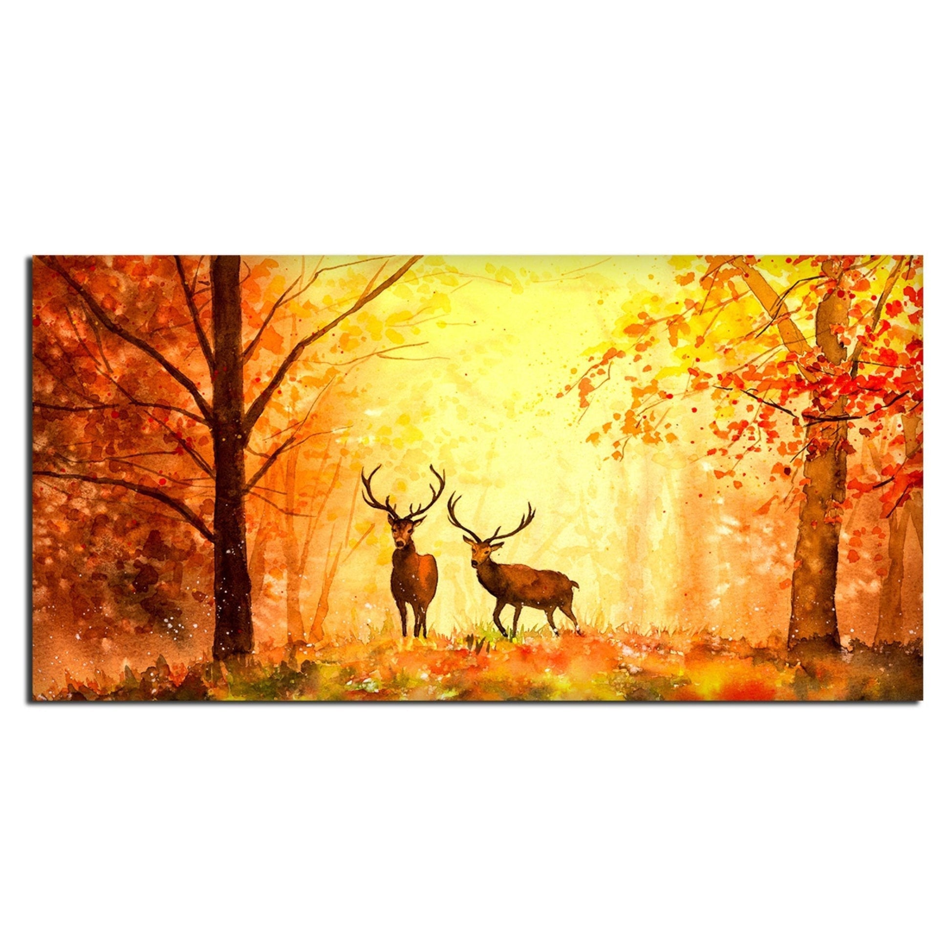 Deer in Autumn Forest Premium Canvas Wall Painting - Decor Smart