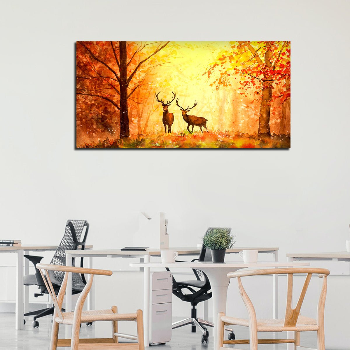 Deer in Autumn Forest Premium Canvas Wall Painting - Decor Smart
