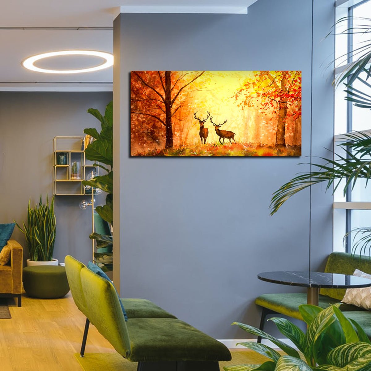 Deer in Autumn Forest Premium Canvas Wall Painting - Decor Smart