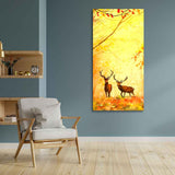 Deer in Autumn Forest Vertical Canvas Wall Painting - Decor Smart