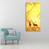 Deer in Autumn Forest Vertical Canvas Wall Painting - Decor Smart