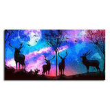 Deer Silhouette Colorful Sky Wall Painting - Decor Smart