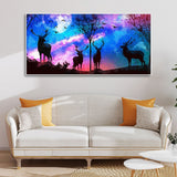 Deer Silhouette Colorful Sky Wall Painting - Decor Smart