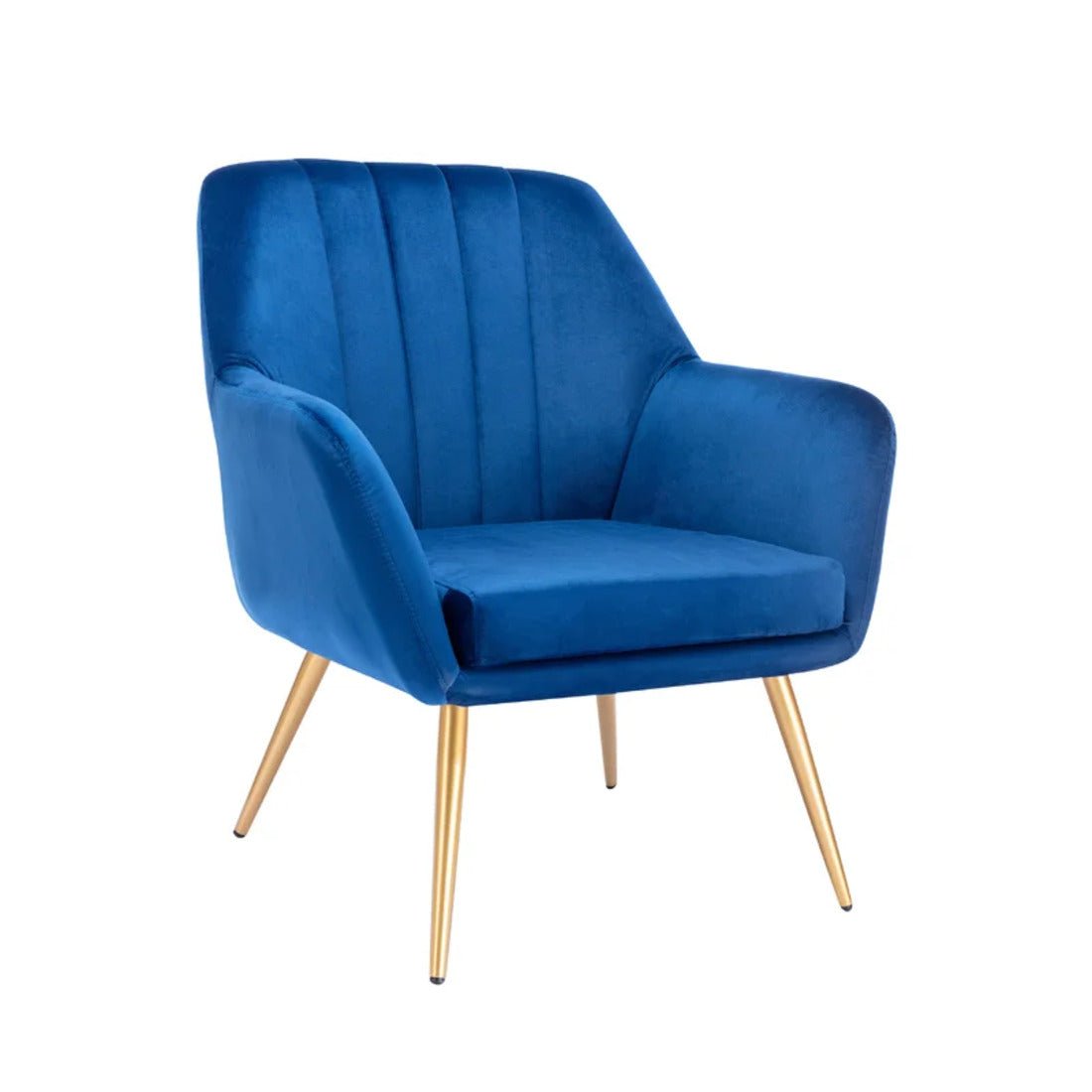 Dense Padded Bright Blue Comfy Velvet Accent Chair - Decor Smart