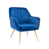 Dense Padded Bright Blue Comfy Velvet Accent Chair - Decor Smart