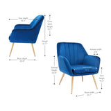Dense Padded Bright Blue Comfy Velvet Accent Chair - Decor Smart