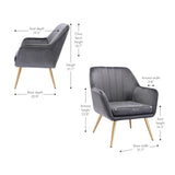Dense Padded Bright Grey Comfy Velvet Accent Chair - Decor Smart