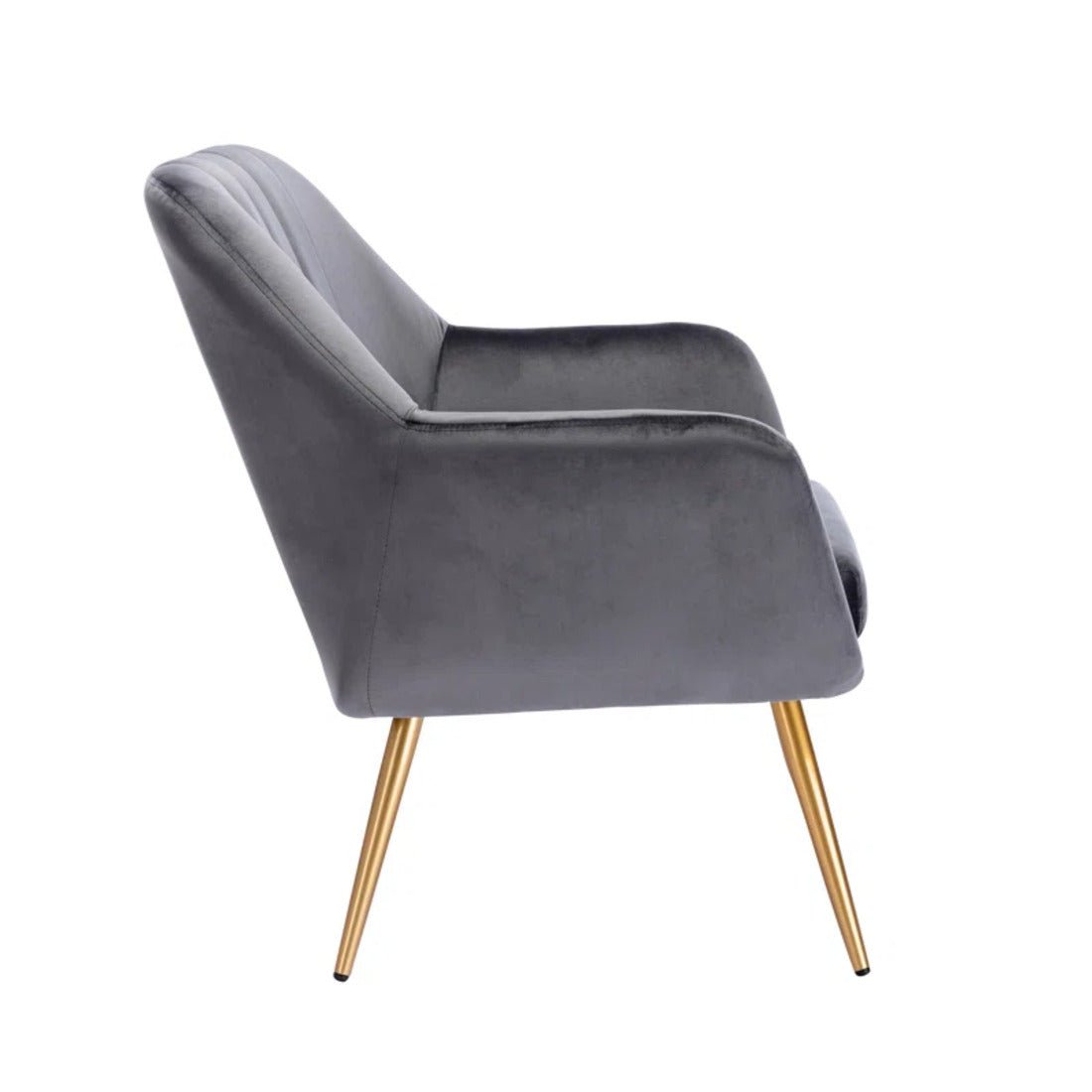Dense Padded Bright Grey Comfy Velvet Accent Chair - Decor Smart