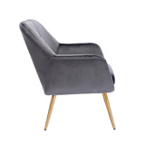 Dense Padded Bright Grey Comfy Velvet Accent Chair - Decor Smart