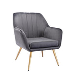Dense Padded Bright Grey Comfy Velvet Accent Chair - Decor Smart