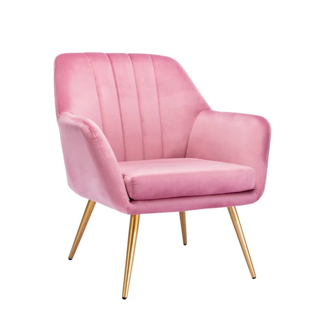 Dense Padded Bright Pink Comfy Velvet Accent Chair - Decor Smart