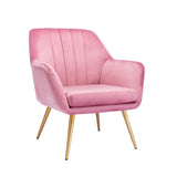 Dense Padded Bright Pink Comfy Velvet Accent Chair - Decor Smart