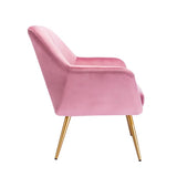Dense Padded Bright Pink Comfy Velvet Accent Chair - Decor Smart