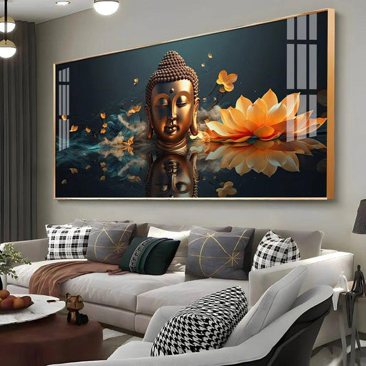 Descent Buddha Premium Acrylic Floating Wall Painting - Decor Smart