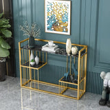 Designer 3 - Tier Black Faux Marble Golden Console Table - Decor Smart