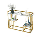 Designer 3 - Tier White Faux Marble Golden Console Table - Decor Smart