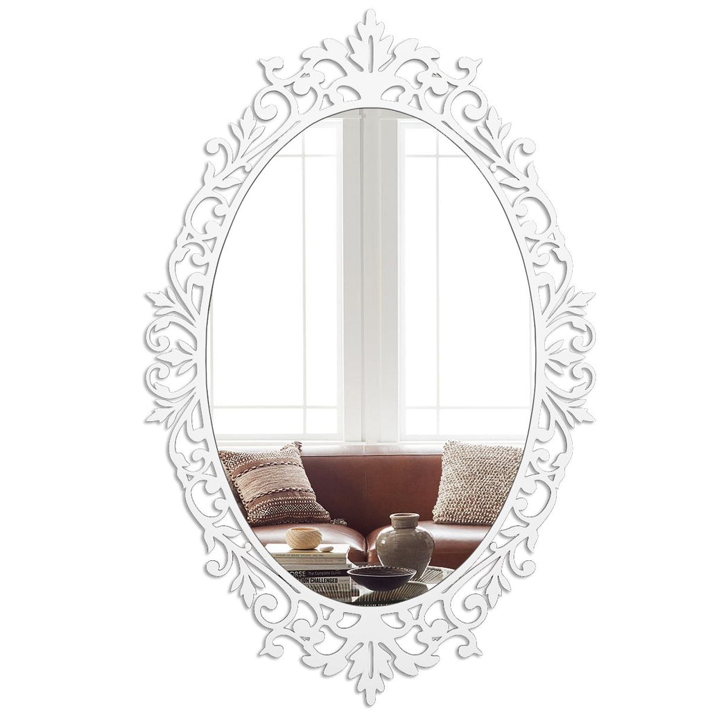 Designer Beautiful Classic Oval Vanity Mirror with Bold Motif Frame - Decor Smart