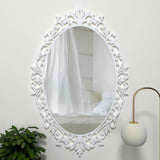 Designer Beautiful Classic Oval Vanity Mirror with Bold Motif Frame - Decor Smart