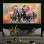 Designer Colorful Elephant Crystal Glass Wall Painting for Artistic Home Décor