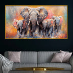 Designer Colorful Elephant Crystal Glass Wall Painting for Artistic Home Décor