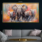Designer Colorful Elephant Crystal Glass Wall Painting for Artistic Home Décor