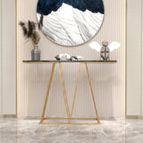 Designer Faux Black Marble V Shape Console Table - Decor Smart