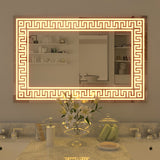 Designer Greek Key Motif LED Rectangular Bathroom Mirror - Decor Smart