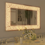 Designer Greek Key Motif LED Rectangular Bathroom Mirror - Decor Smart