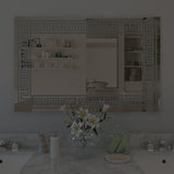 Designer Greek Key Motif LED Rectangular Bathroom Mirror - Decor Smart