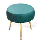 Designer Green Velvet Vanity Seat with Sturdy Golden Legs