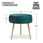 Designer Green Velvet Vanity Seat with Sturdy Golden Legs