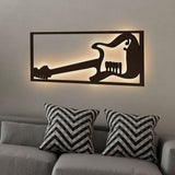 Designer Guitar Backlit Wooden Wall Decor with LED Night Light Walnut Finish - Decor Smart