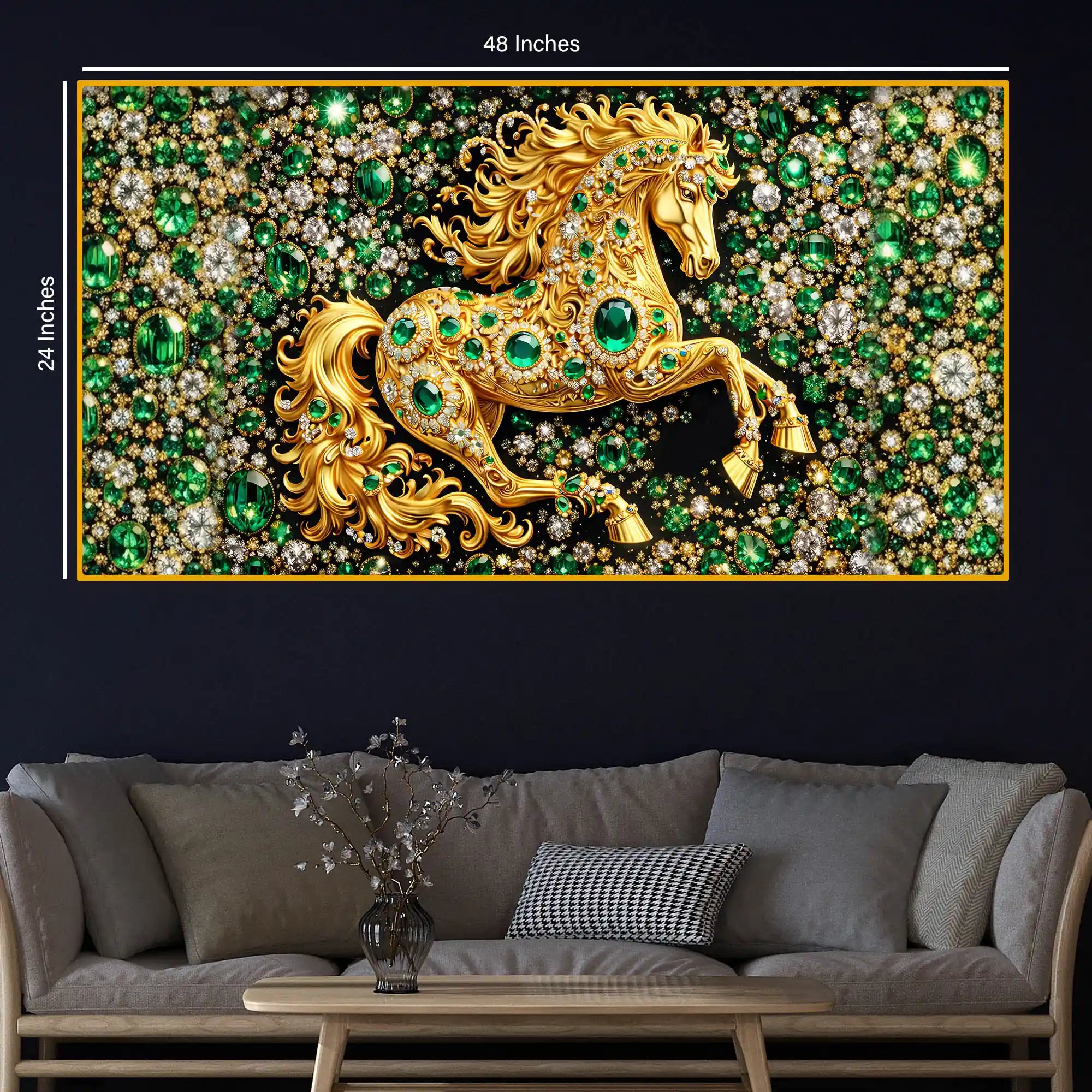 Designer Horse Crystal Glass Wall Painting