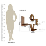 Designer Love Text Alphabet Dark Walnut Planter Shelves Set Of 4 - Decor Smart