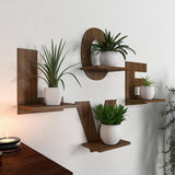 Designer Love Text Alphabet Dark Walnut Planter Shelves Set Of 4 - Decor Smart