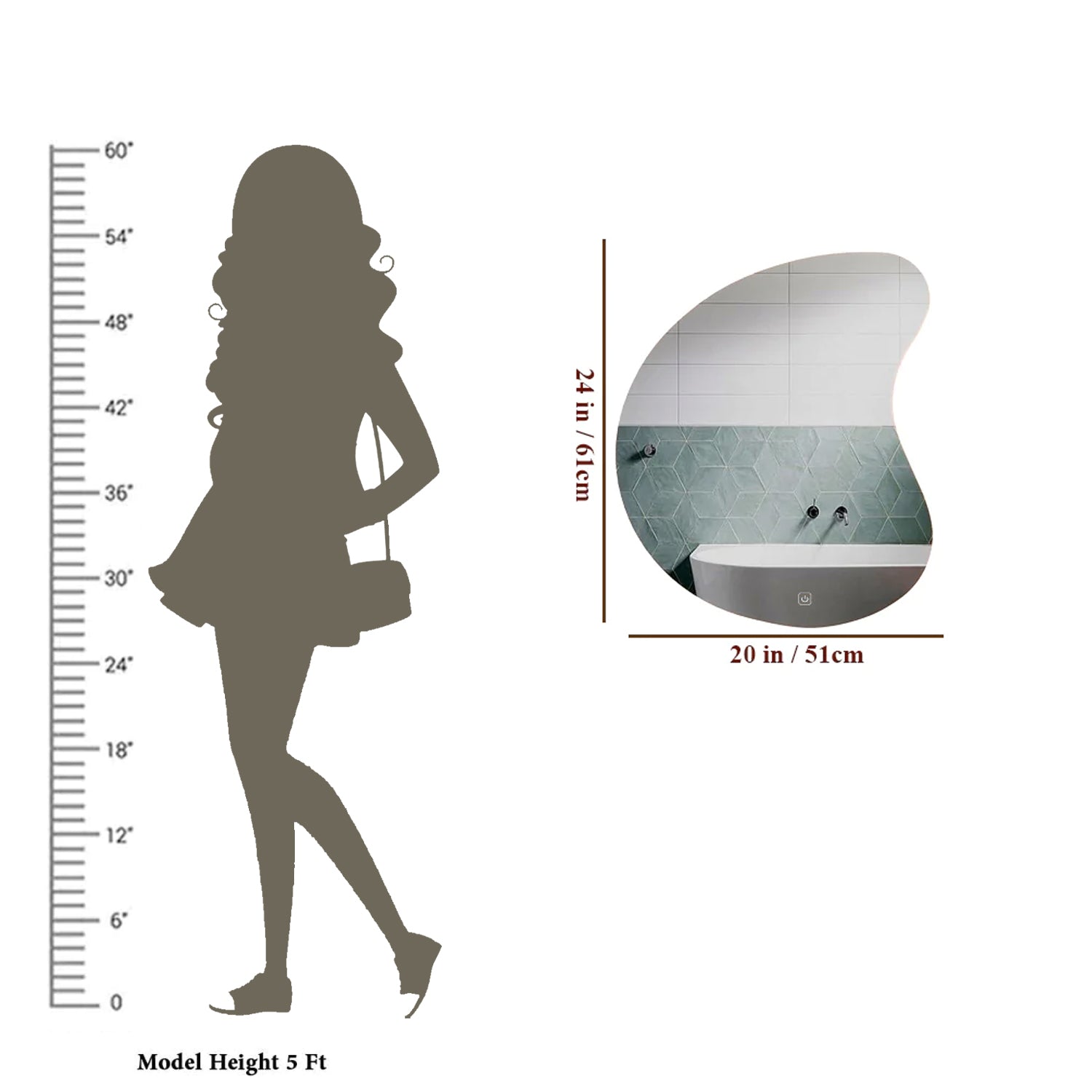 Designer Organic Shaped Wall Mirror with LED Light - Decor Smart