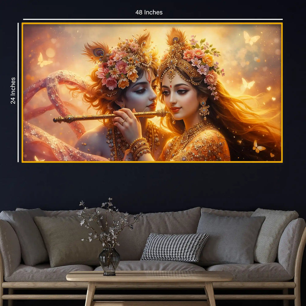 Designer Radha Krishna Crystal Glass Wall Painting for Home Décor