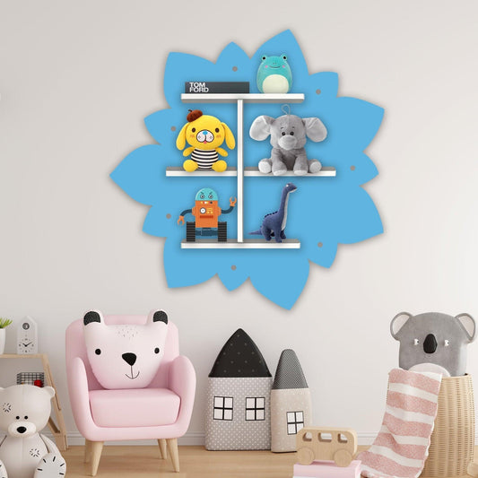 Designer Rangoli Shape Wooden LED Light Wall Shelf for Kids - Decor Smart
