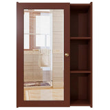 Designer Rectengular Shaped Wooden Bathroom Mirror Cabinet with 5 Spacious Shelves with Brown Finish - Decor Smart