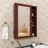 Designer Rectengular Shaped Wooden Bathroom Mirror Cabinet with 5 Spacious Shelves with Brown Finish - Decor Smart