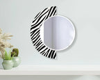 Designer Round Acrylic Wall Mirror with Zebra Print Frame