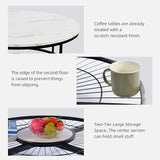 Designer Round Modern Center Table with White Marble Black Metal Finish - Decor Smart