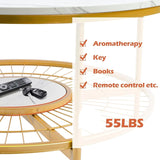 Designer Round Modern Center Table with White Marble Golden Metal Finish - Decor Smart
