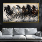 Designer Running Horses Crystal Glass Painting for Modern Wall Décor
